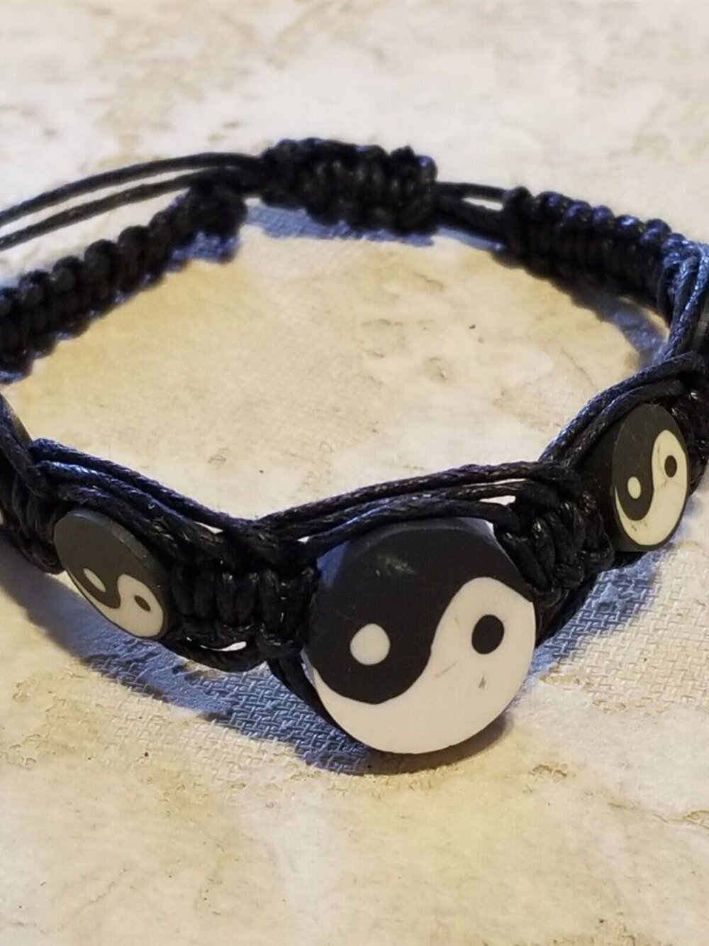 Handmade Yin Yang Surfer Asian Macrame Black White Unisex Bracelet Adjustable